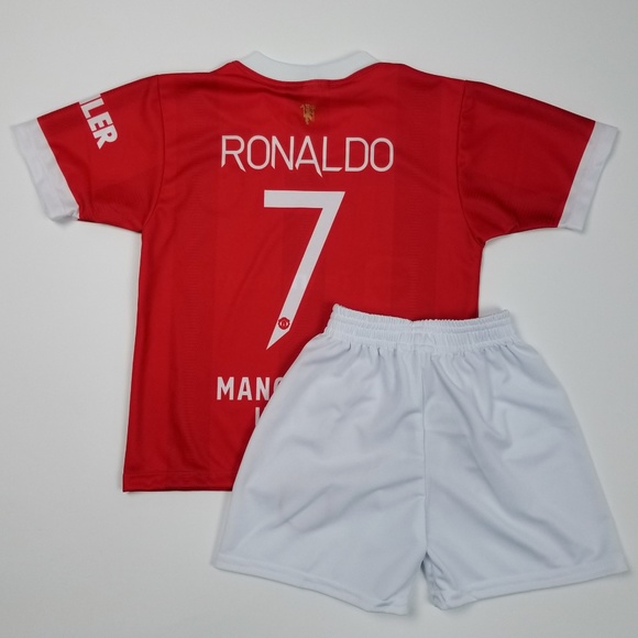 C. Ronaldo 7 Home Soccer Jersey and Shorts for Kids - Picture 1 of 5
